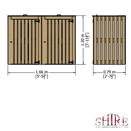 Shire Wooden Storage Shire Double Wheelie Bin Storage WHEE0103DSL-1AA 5060370110025