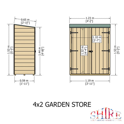 Shire Wooden Storage Shire Garden Store Shiplap 4x2 GDNS0404DSL-1AA 5060437981506