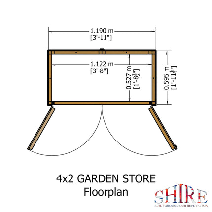 Shire Wooden Storage Shire Garden Store Shiplap 4x2 GDNS0404DSL-1AA 5060437981506