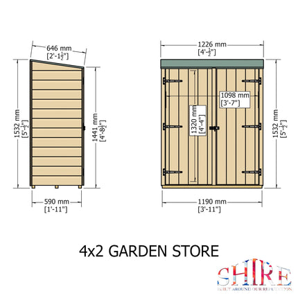 Shire Wooden Storage Shire Garden Store Shiplap 4x2 GDNS0404DSL-1AA 5060437981506