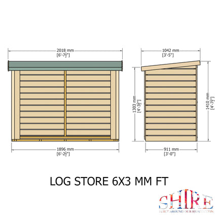 Shire Wooden Storage Shire Large Heavy Duty Log Store LOGL6231DSL-1AA 5060490138343