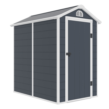 Store More 134cm / 192cm / 204cm Jasmine 4x6 Plastic Apex Shed with Foundation Kit LIGHT GREY 5055280416022