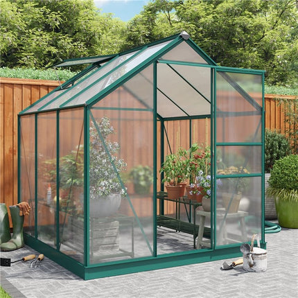 Store More 190cm / 192cm / 201cm Rosette Hobby Aluminium Polycarbonate Greenhouse 6x6 G1001F-B-Green 5055715914666