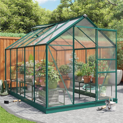 Store More 190cm / 312cm / 201cm Rosette Hobby Aluminium Polycarbonate Greenhouse 6x10 G1001F-D-Green 5055715914680