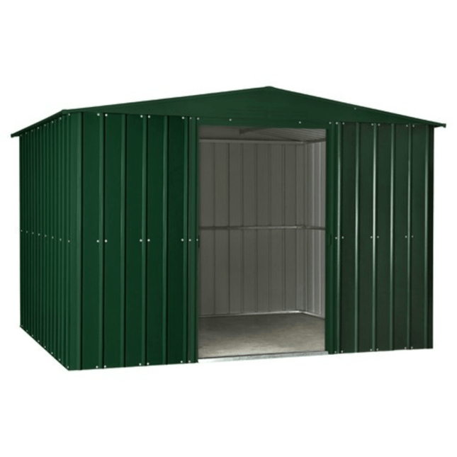 Store More Metal Shed Globel 10x12ft Apex Metal Garden Shed - Green LOTUS1012 HG 5055280413809