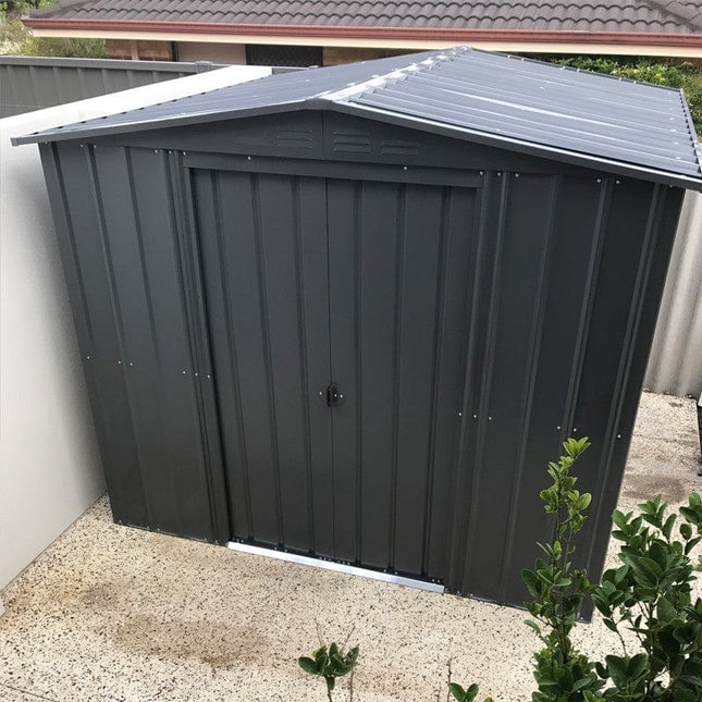 Store More Metal Shed Globel 8x5ft Apex Metal Garden Shed - Anthracite Grey LOTUS85 AG 5060311199621