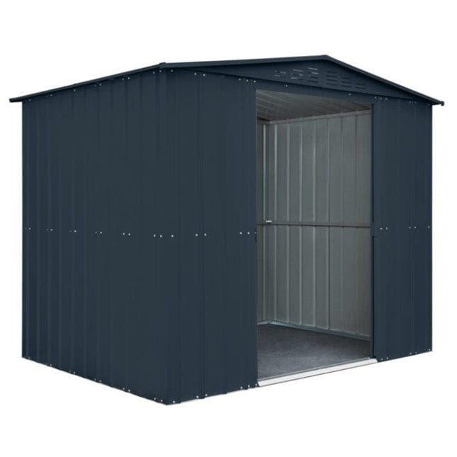 Store More Metal Shed Globel 8x6ft Apex Metal Garden Shed - Anthracite Grey LOTUS86 AG 5055280416541