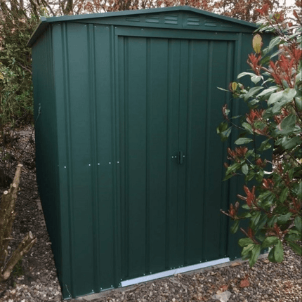 Store More Metal Shed Globel Apex Metal Garden Shed Green 6x3ft LOTUS63 HG 5060311199591