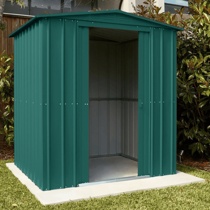 Store More Metal Shed Globel Apex Metal Garden Shed Green 6x3ft LOTUS63 HG 5060311199591