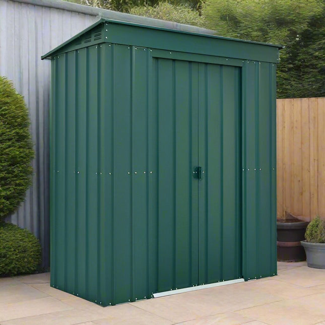 Store More Metal Shed Globel Pent Metal Garden Shed Green 6x3ft LOTUS63P HG 5055280415926