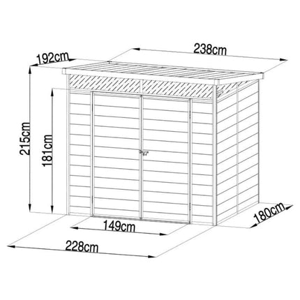 Store More Plastic Shed Lotus Canto 8x6 Plastic Pent Shed 38401 Lotus Canto 8x6 Plastic Pent Shed 5055280416893