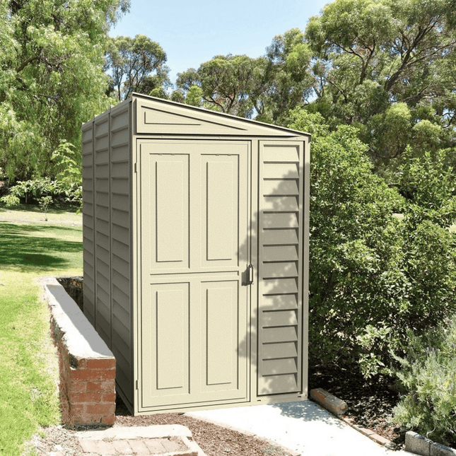 Store More Plastic Shed Saffron 4x8ft Lean-To Vinyl Garden Shed with Foundation Kit SAFFRON LEAN-TO 5055280412994