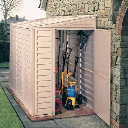 Store More Plastic Shed Saffron 4x8ft Lean-To Vinyl Garden Shed with Foundation Kit SAFFRON LEAN-TO 5055280412994