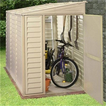 Store More Plastic Shed Saffron 4x8ft Lean-To Vinyl Garden Shed with Foundation Kit SAFFRON LEAN-TO 5055280412994