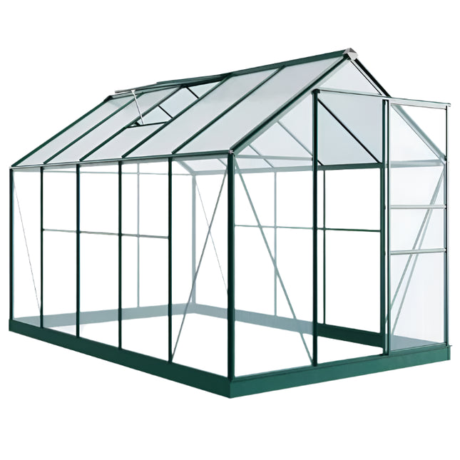 StoreMore Greenhouse Rosette Hobby 6 x 10 Aluminium Greenhouse with Polycarbonate Glazing G1001F-D-Green Rosette Hobby 6 x 10 Aluminium Greenhouse with Polycarbonate Glazing 5055715914680