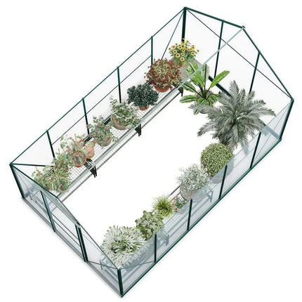 StoreMore Greenhouse Rosette Hobby 6 x 10 Aluminium Greenhouse with Polycarbonate Glazing G1001F-D-Green Rosette Hobby 6 x 10 Aluminium Greenhouse with Polycarbonate Glazing 5055715914680