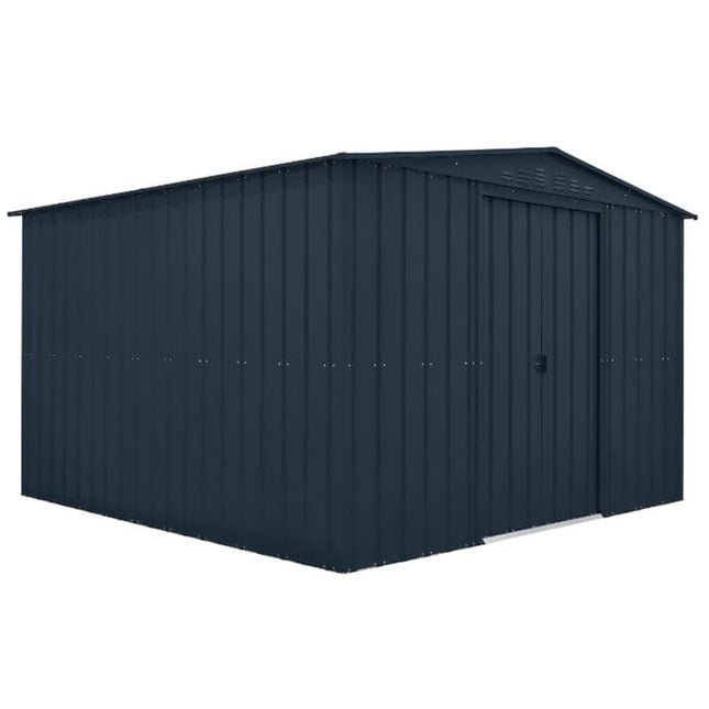 StoreMore Metal Shed Globel 10x10ft Apex Metal Garden Shed - Anthracite Grey LOTUS1010 AG Globel 10x10ft Apex Metal Garden Shed - Anthracite Grey 5055280413786