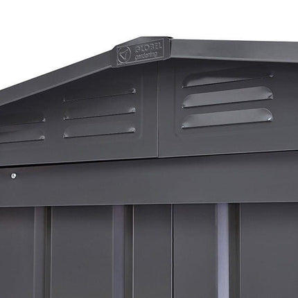 StoreMore Metal Shed Globel 10x10ft Apex Metal Garden Shed - Anthracite Grey LOTUS1010 AG Globel 10x10ft Apex Metal Garden Shed - Anthracite Grey 5055280413786