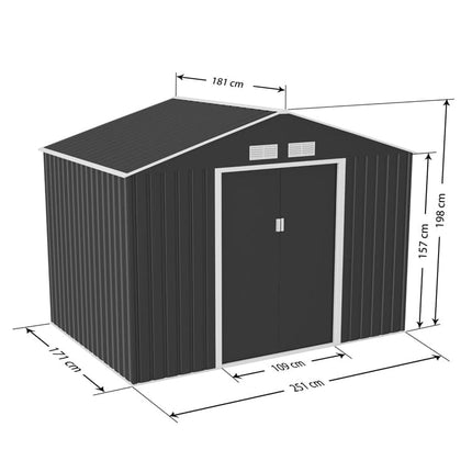 StoreMore Metal Shed Lotus Hera 9 x 6 Apex Metal Shed with Foundation Grid LH-9X6-APEX-MS Lotus Hera 9 x 6 Apex Metal Shed with Foundation Grid 5055280416497