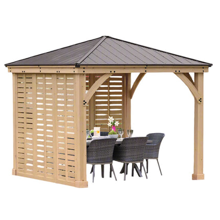 Yardistry Direct Gazebo Yardistry Meridian Gazebo 10ft x 10ft (3m x 3m) with Double Privacy Wall Yardistry Meridian Gazebo 10ft x 10ft (3m x 3m) with Double Privacy Wall