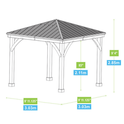 Yardistry Direct Gazebo Yardistry Meridian Gazebo 10ft x 10ft (3m x 3m) with Double Privacy Wall Yardistry Meridian Gazebo 10ft x 10ft (3m x 3m) with Double Privacy Wall