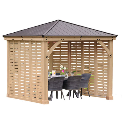 Yardistry Direct Gazebo Yardistry Meridian Gazebo 3m x 3m (10ft x 10ft) with Triple Privacy Wall Yardistry Meridian Gazebo 3m x 3m (10ft x 10ft) with Triple Privacy Wall