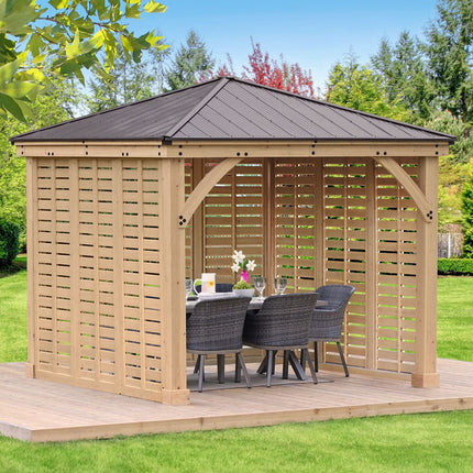 Yardistry Direct Gazebo Yardistry Meridian Gazebo 3m x 3m (10ft x 10ft) with Triple Privacy Wall Yardistry Meridian Gazebo 3m x 3m (10ft x 10ft) with Triple Privacy Wall