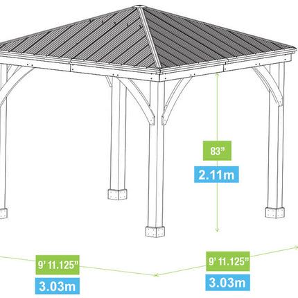 Yardistry Direct Gazebo Yardistry Meridian Gazebo 3m x 3m (10ft x 10ft) with Triple Privacy Wall Yardistry Meridian Gazebo 3m x 3m (10ft x 10ft) with Triple Privacy Wall