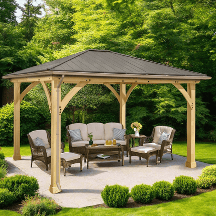 Yardistry Direct Gazebo Yardistry Meridian Gazebo with Rain Guttering 12ft x 14ft (4.3 x 3.7m) Yardistry Meridian Gazebo with Rain Guttering 12ft x 14ft (4.3 x 3.7m)