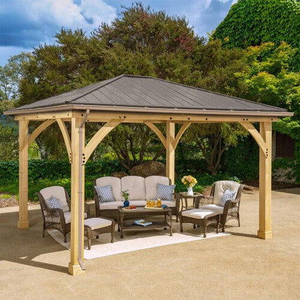 Yardistry Direct Gazebo Yardistry Meridian Gazebo with Rain Guttering 12ft x 14ft (4.3 x 3.7m) Yardistry Meridian Gazebo with Rain Guttering 12ft x 14ft (4.3 x 3.7m)