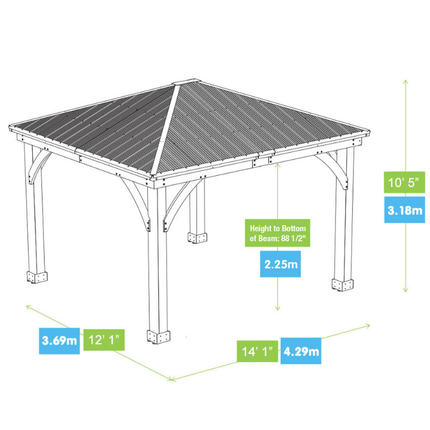 Yardistry Direct Gazebo Yardistry Meridian Gazebo with Rain Guttering 12ft x 14ft (4.3 x 3.7m) Yardistry Meridian Gazebo with Rain Guttering 12ft x 14ft (4.3 x 3.7m)